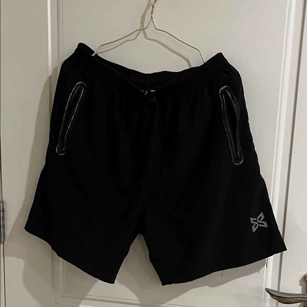 Men's Black Athletic Shorts with Reflective Trim